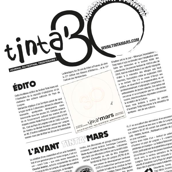 Visuel de la couverture du journal édité pour les 30 ans du festival.