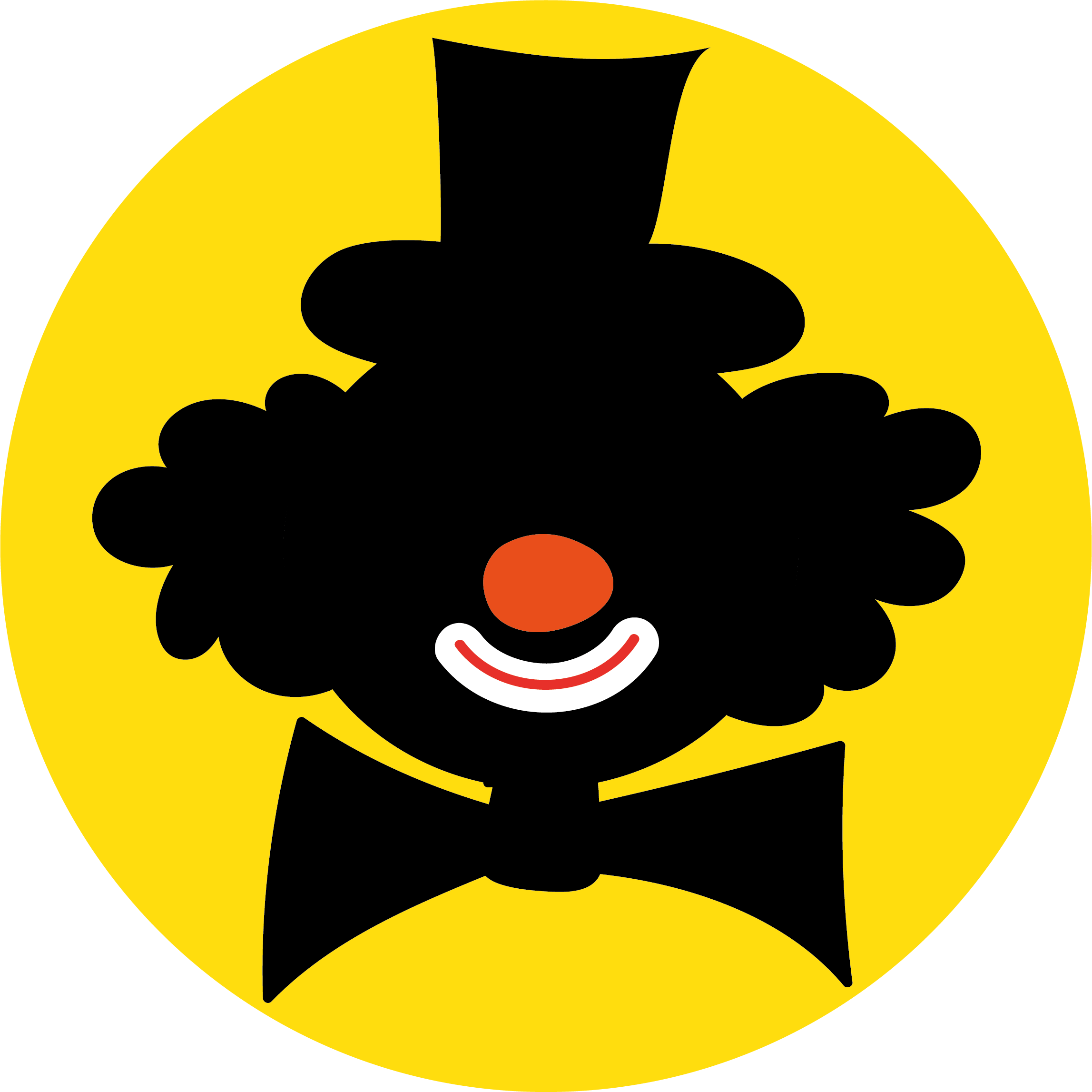 Vignette représentant un clown sur un fonds jaune.